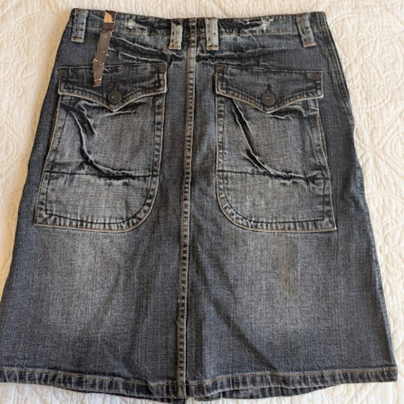 Denim skirt w Leather details- Made in Italy Size Small - Picture 6 of 16